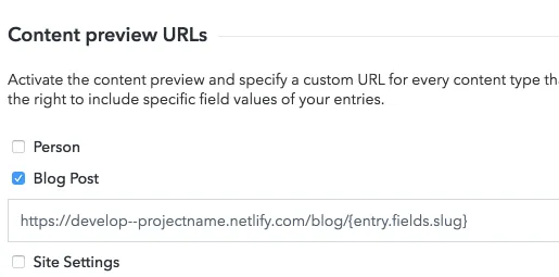 Content Preview URLs